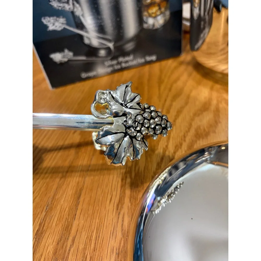 Godinger Silver Art Co Silver Plated Grape Design Ice Bucket and Tongs Set